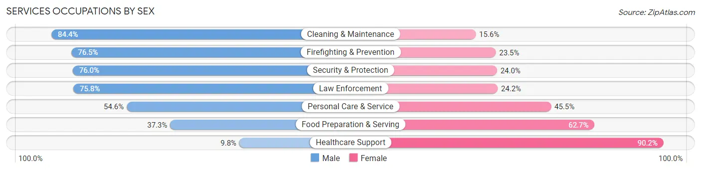 Services Occupations by Sex in Zip Code 55783