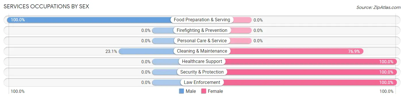 Services Occupations by Sex in Zip Code 55786