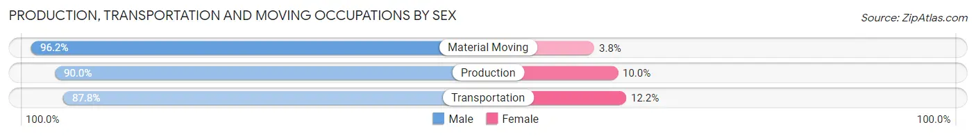 Production, Transportation and Moving Occupations by Sex in Zip Code 55795
