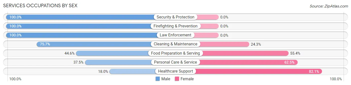 Services Occupations by Sex in Zip Code 55812