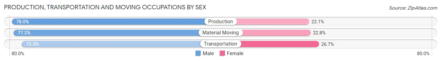 Production, Transportation and Moving Occupations by Sex in Zip Code 55906