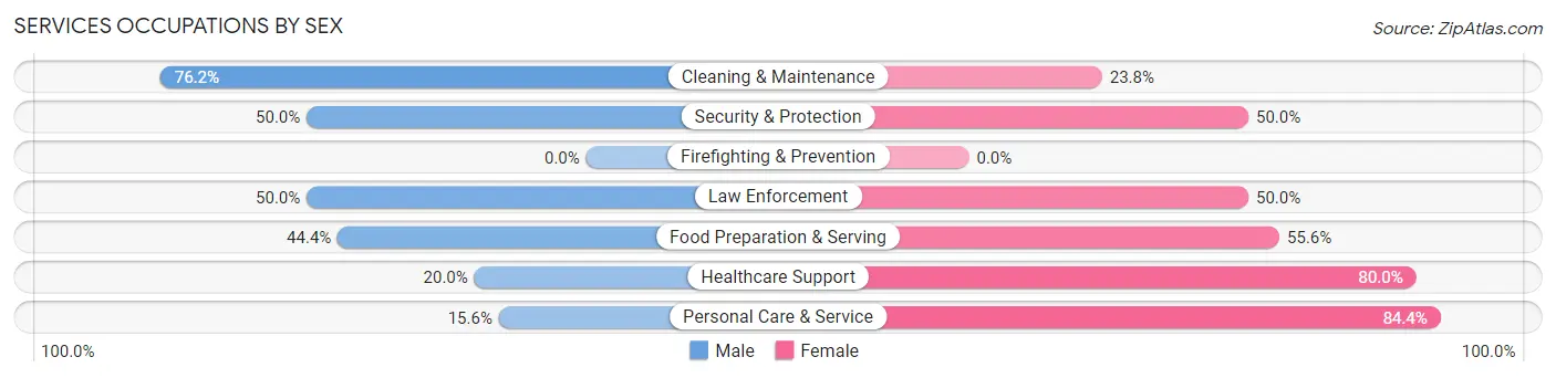 Services Occupations by Sex in Zip Code 55925
