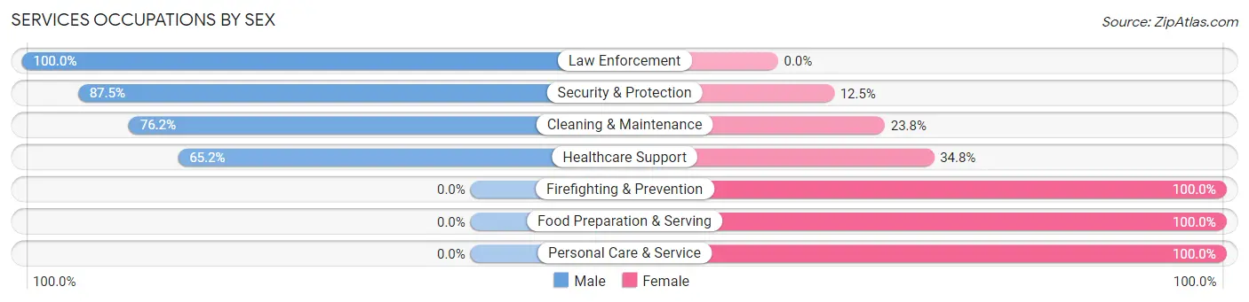 Services Occupations by Sex in Zip Code 55956