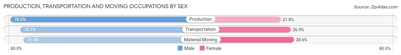 Production, Transportation and Moving Occupations by Sex in Zip Code 55981
