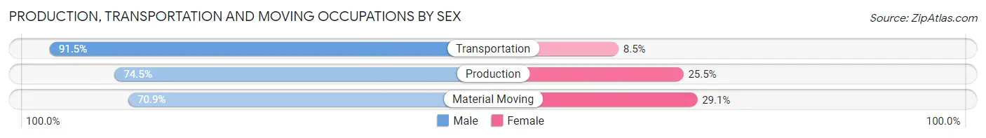 Production, Transportation and Moving Occupations by Sex in Zip Code 56001