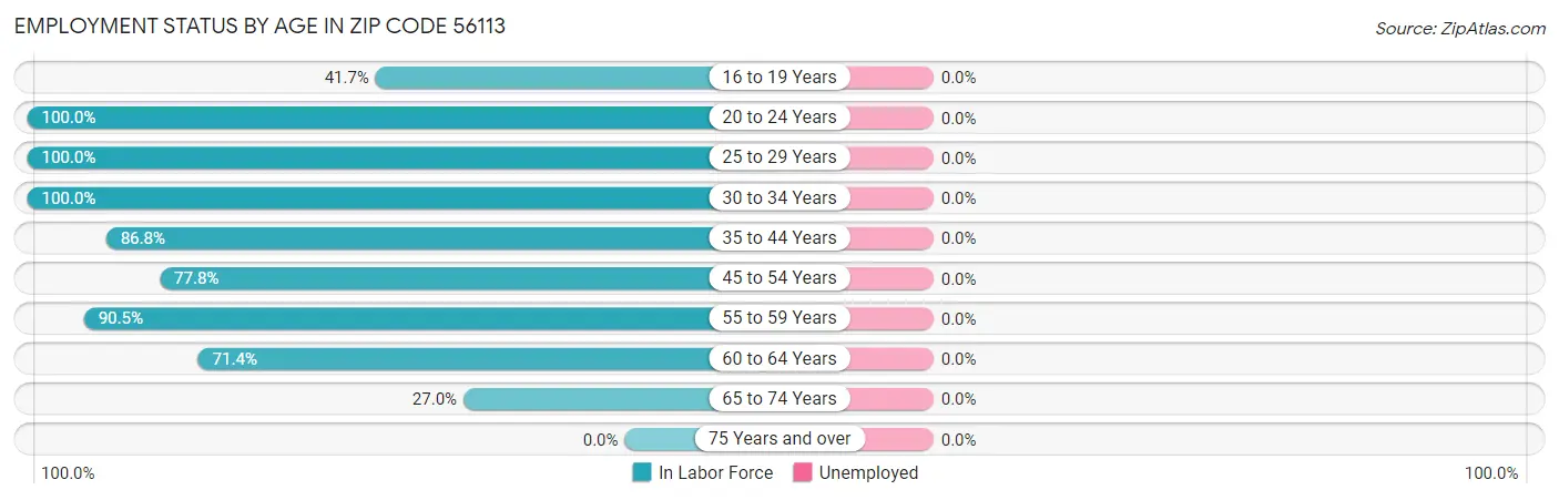 Employment Status by Age in Zip Code 56113