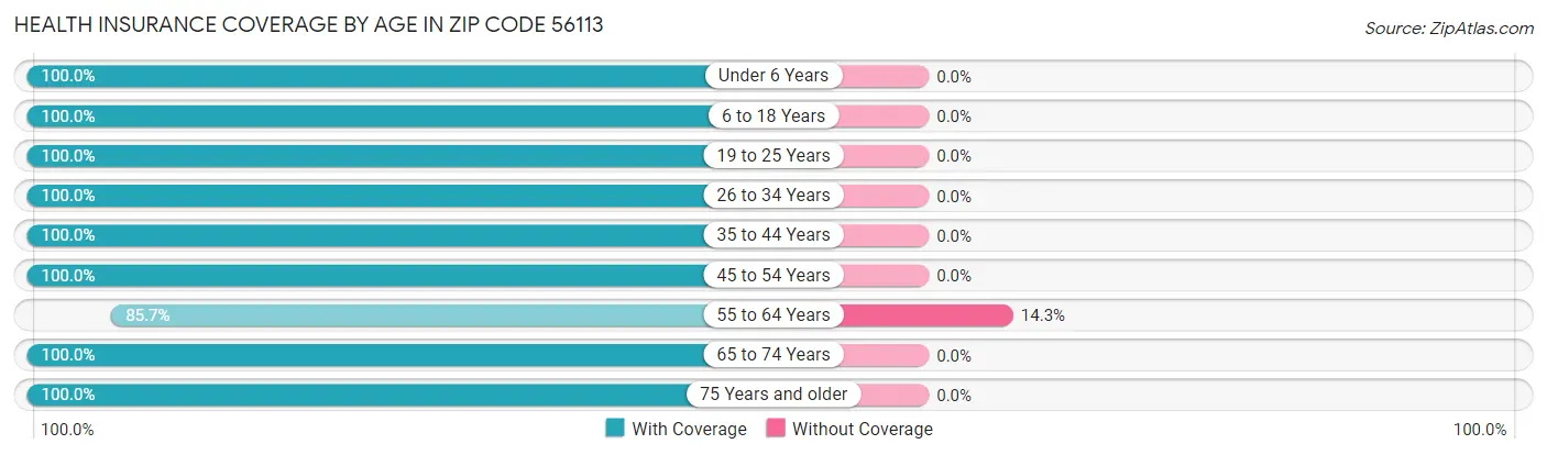 Health Insurance Coverage by Age in Zip Code 56113