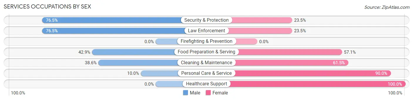 Services Occupations by Sex in Zip Code 56150
