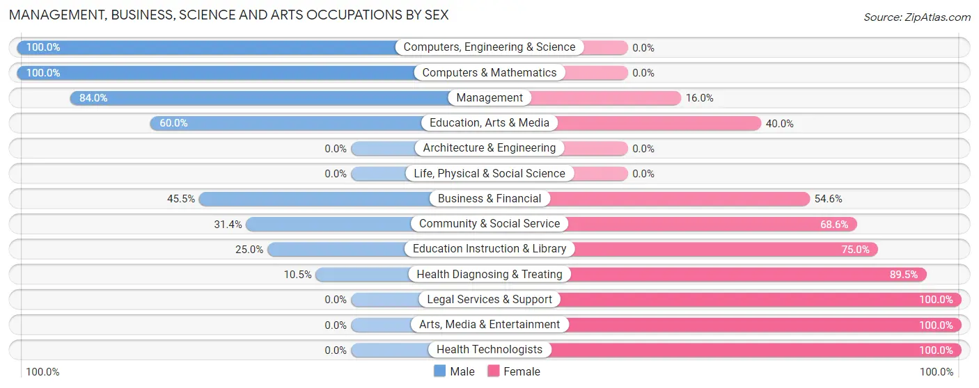 Management, Business, Science and Arts Occupations by Sex in Zip Code 56183