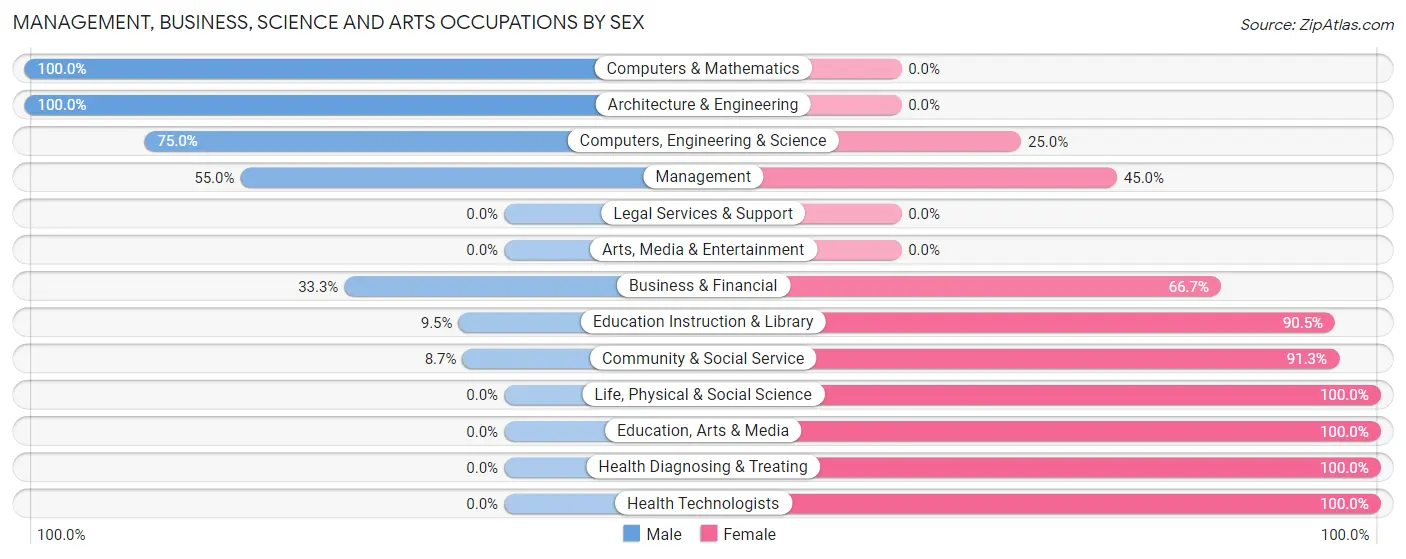 Management, Business, Science and Arts Occupations by Sex in Zip Code 56237