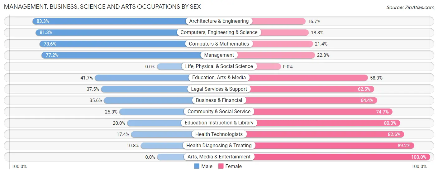 Management, Business, Science and Arts Occupations by Sex in Zip Code 56342