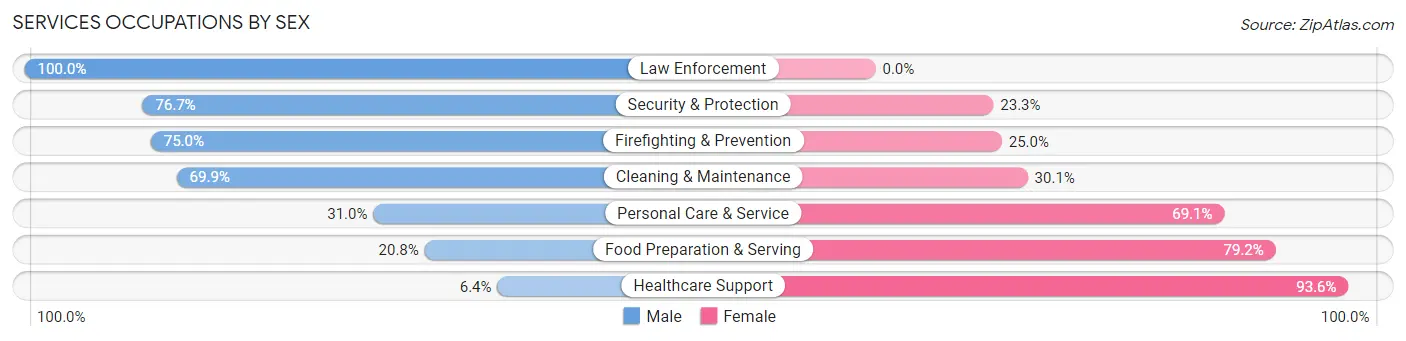 Services Occupations by Sex in Zip Code 56359