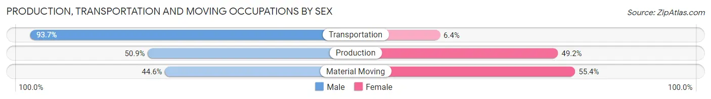 Production, Transportation and Moving Occupations by Sex in Zip Code 56477