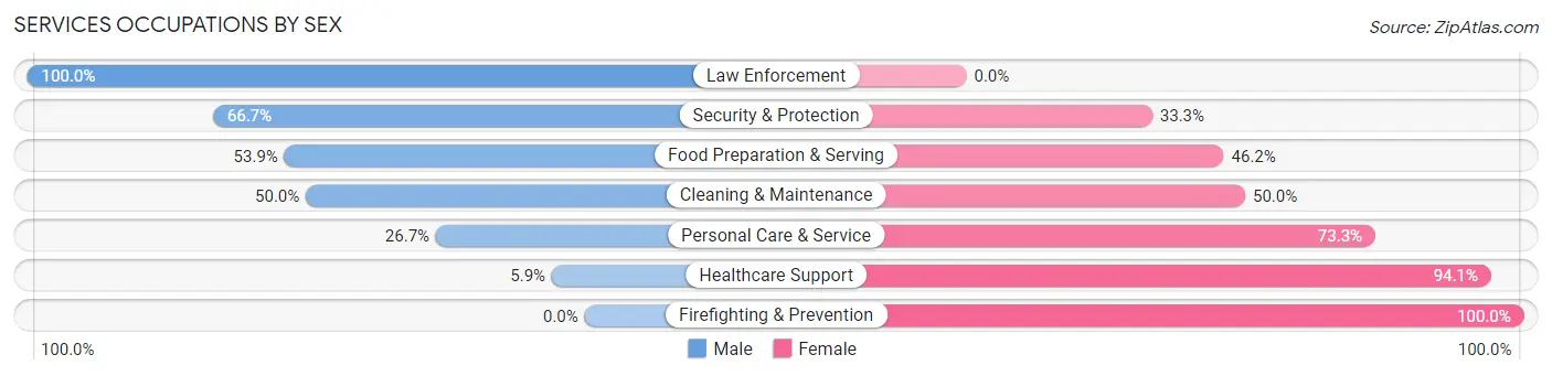 Services Occupations by Sex in Zip Code 56655