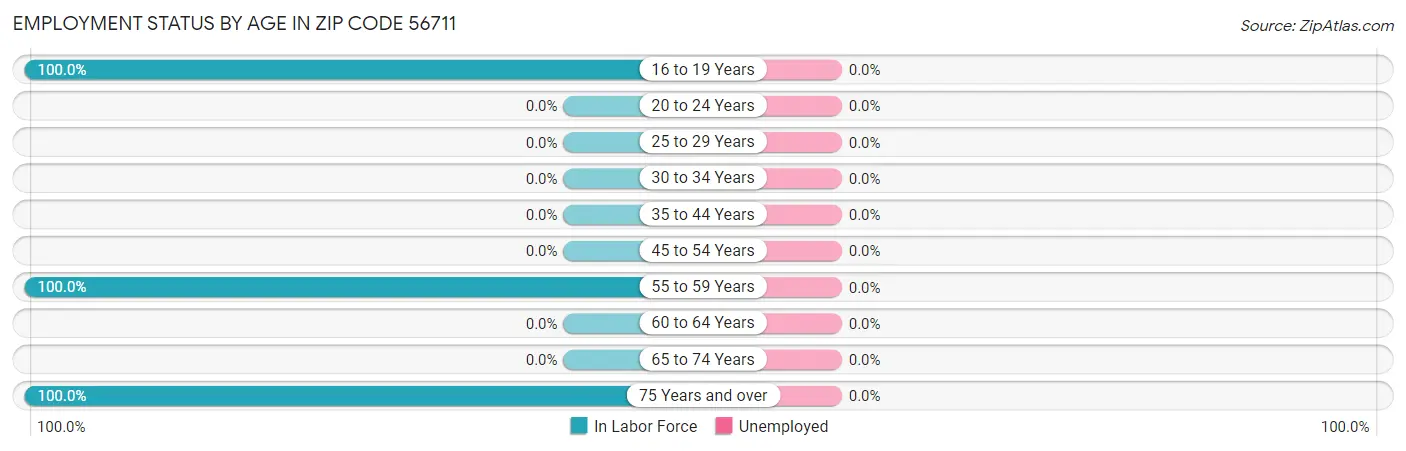 Employment Status by Age in Zip Code 56711