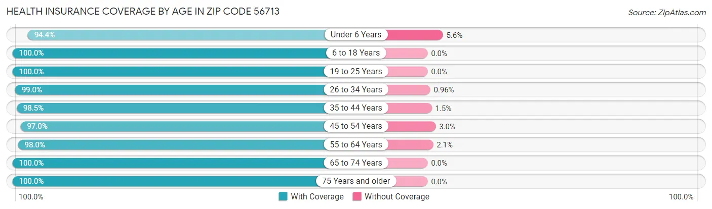 Health Insurance Coverage by Age in Zip Code 56713