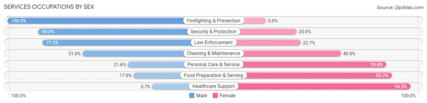 Services Occupations by Sex in Zip Code 56751