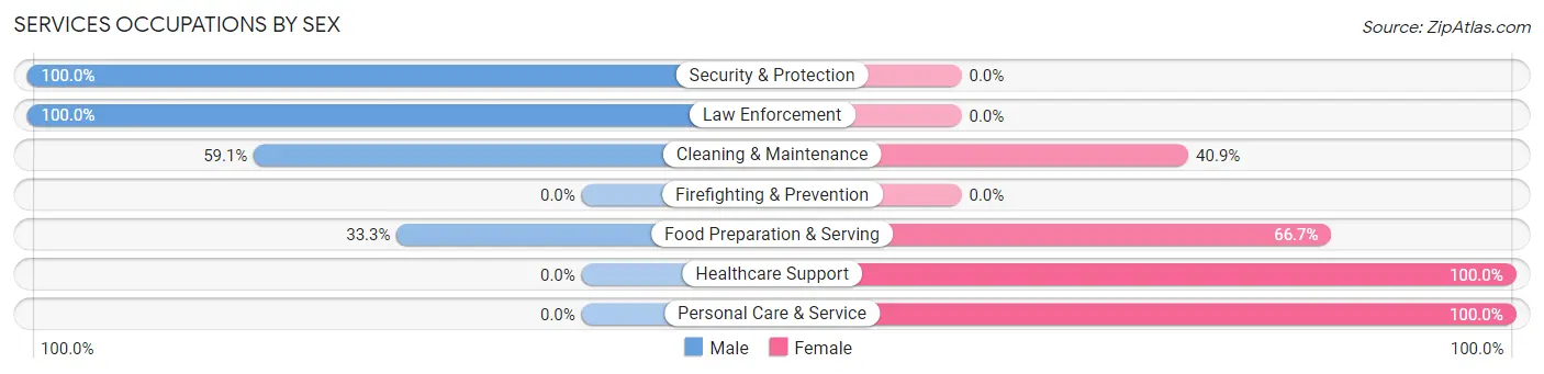 Services Occupations by Sex in Zip Code 57002
