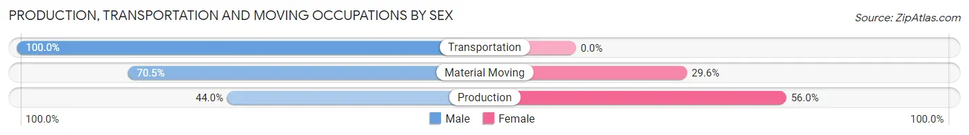 Production, Transportation and Moving Occupations by Sex in Zip Code 57014