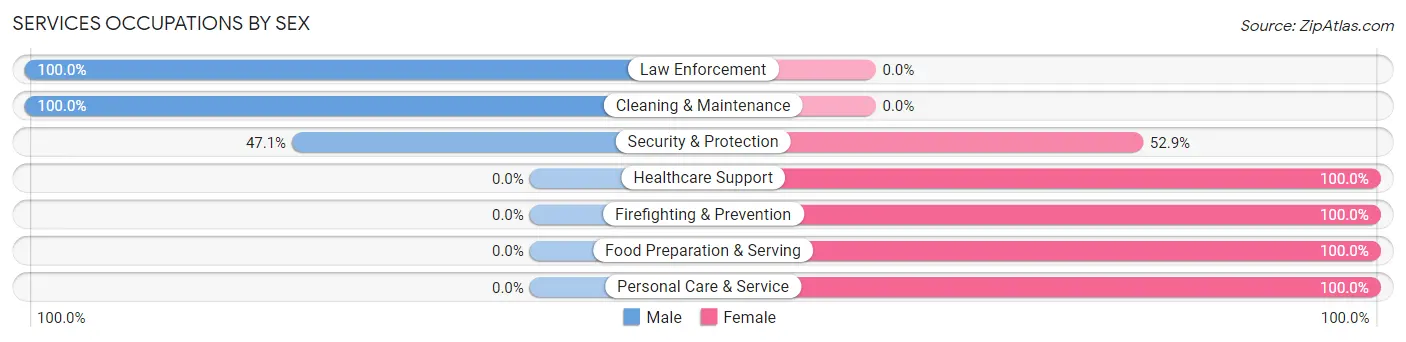Services Occupations by Sex in Zip Code 57038
