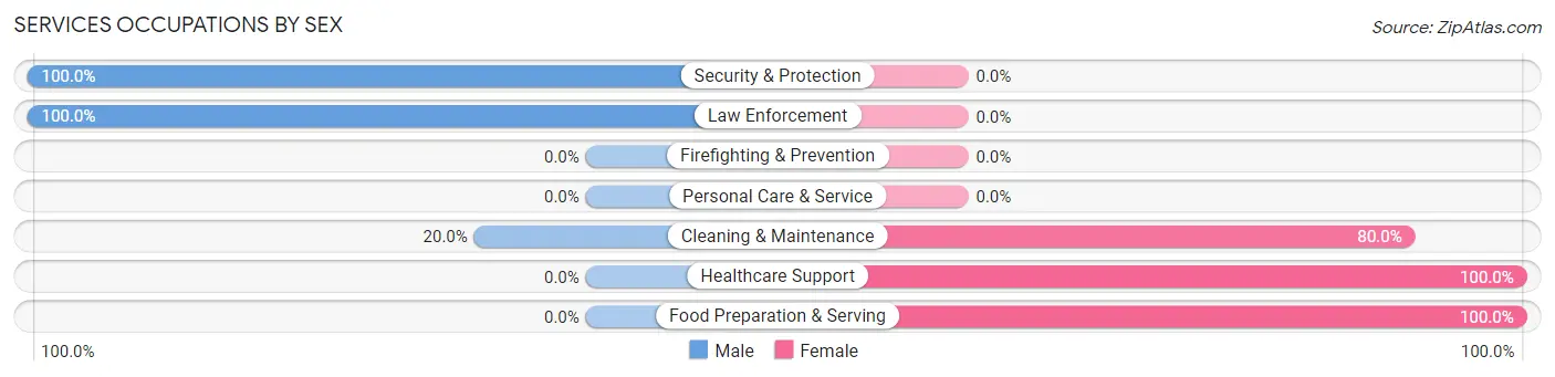 Services Occupations by Sex in Zip Code 57040