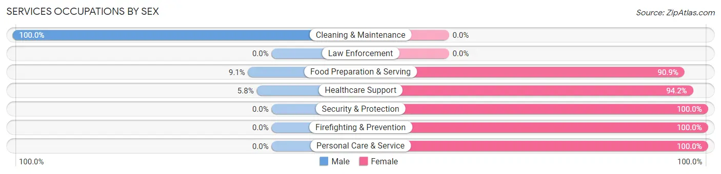 Services Occupations by Sex in Zip Code 57197