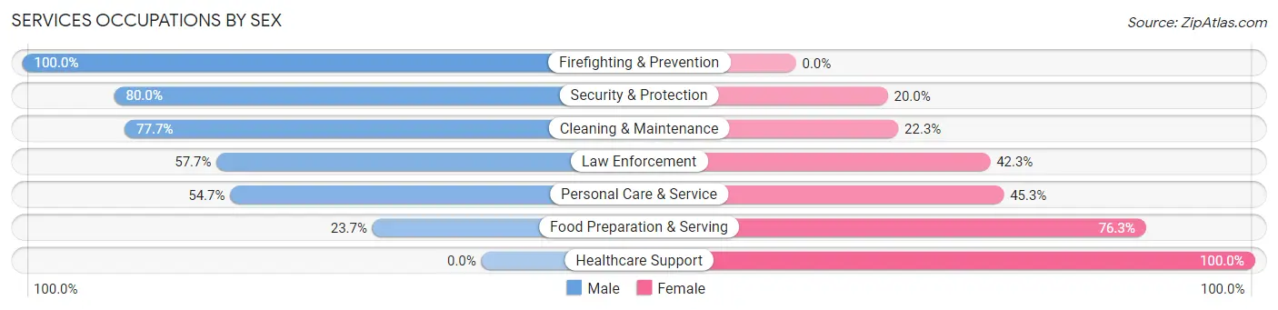 Services Occupations by Sex in Zip Code 57262