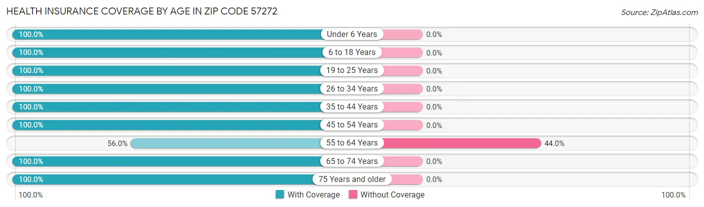 Health Insurance Coverage by Age in Zip Code 57272