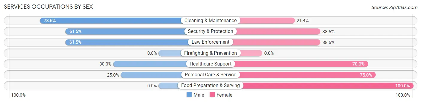 Services Occupations by Sex in Zip Code 57276