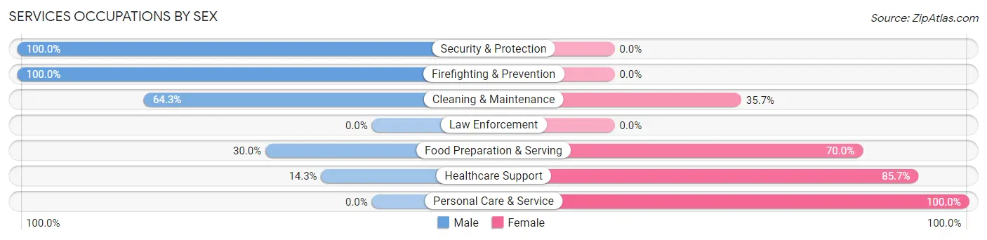 Services Occupations by Sex in Zip Code 57334