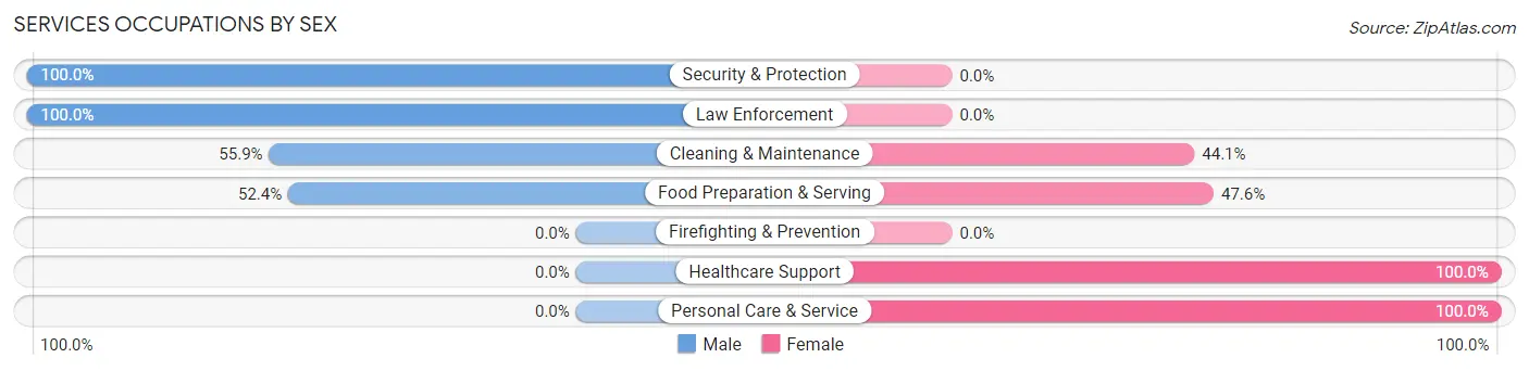 Services Occupations by Sex in Zip Code 57368