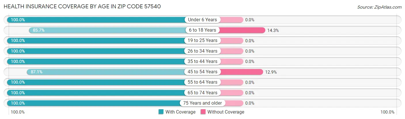 Health Insurance Coverage by Age in Zip Code 57540