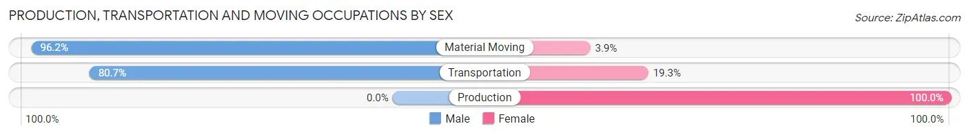 Production, Transportation and Moving Occupations by Sex in Zip Code 57555