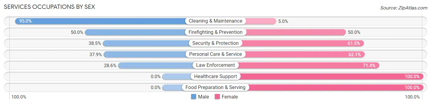 Services Occupations by Sex in Zip Code 57555