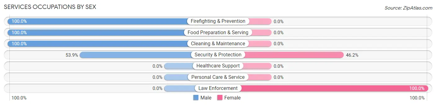 Services Occupations by Sex in Zip Code 57566