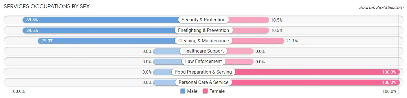 Services Occupations by Sex in Zip Code 57642