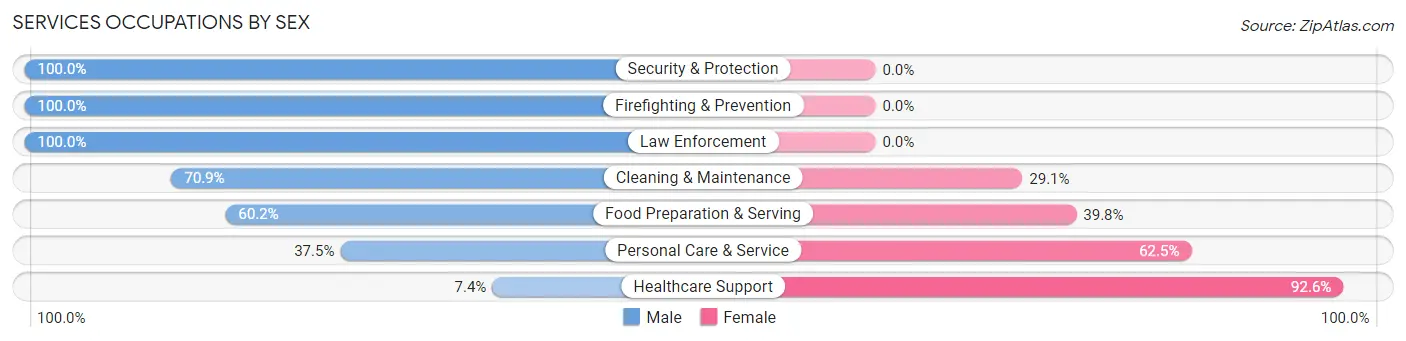 Services Occupations by Sex in Zip Code 57785