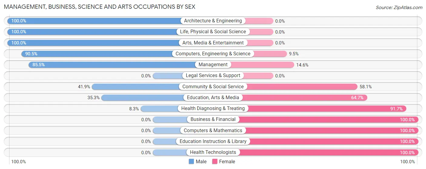 Management, Business, Science and Arts Occupations by Sex in Zip Code 58060