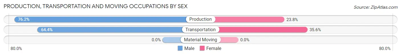 Production, Transportation and Moving Occupations by Sex in Zip Code 58220
