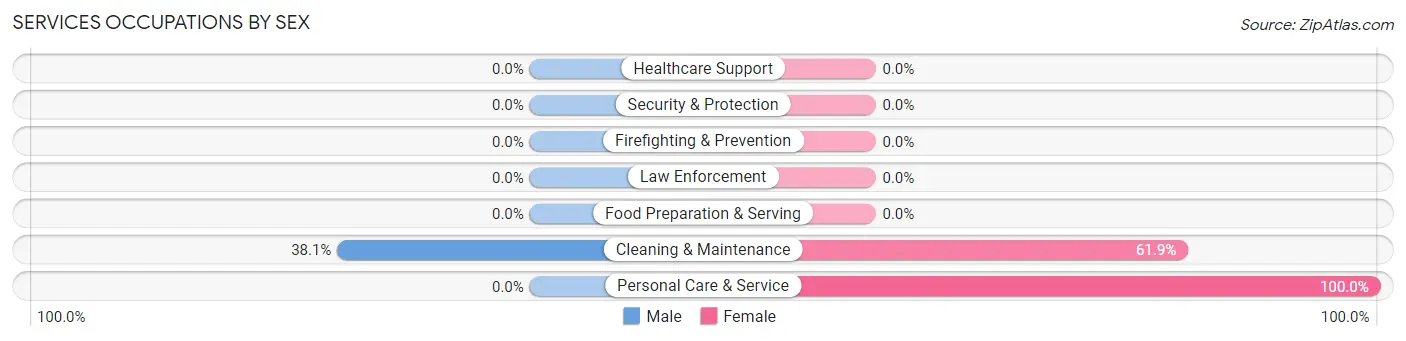Services Occupations by Sex in Zip Code 58243