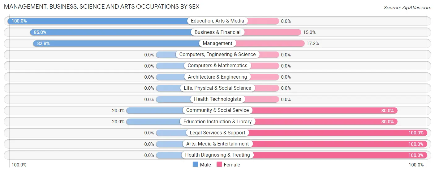 Management, Business, Science and Arts Occupations by Sex in Zip Code 58271