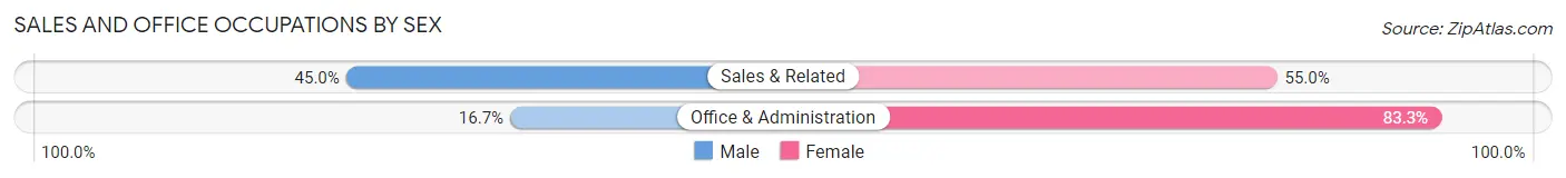 Sales and Office Occupations by Sex in Zip Code 58274