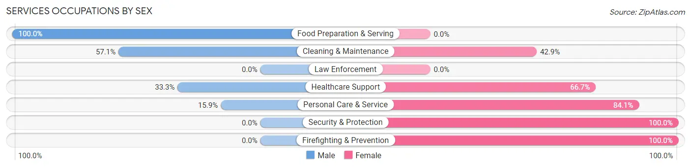 Services Occupations by Sex in Zip Code 58324