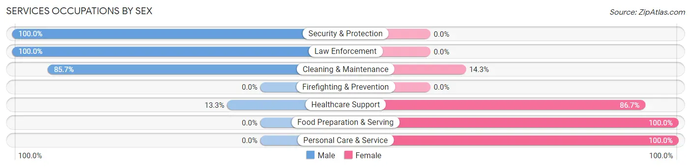 Services Occupations by Sex in Zip Code 58458