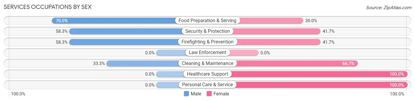 Services Occupations by Sex in Zip Code 58575