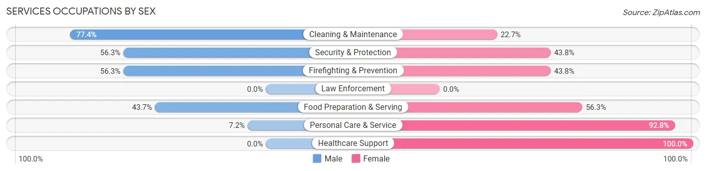 Services Occupations by Sex in Zip Code 58801