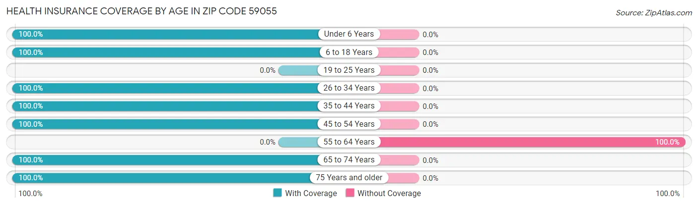 Health Insurance Coverage by Age in Zip Code 59055