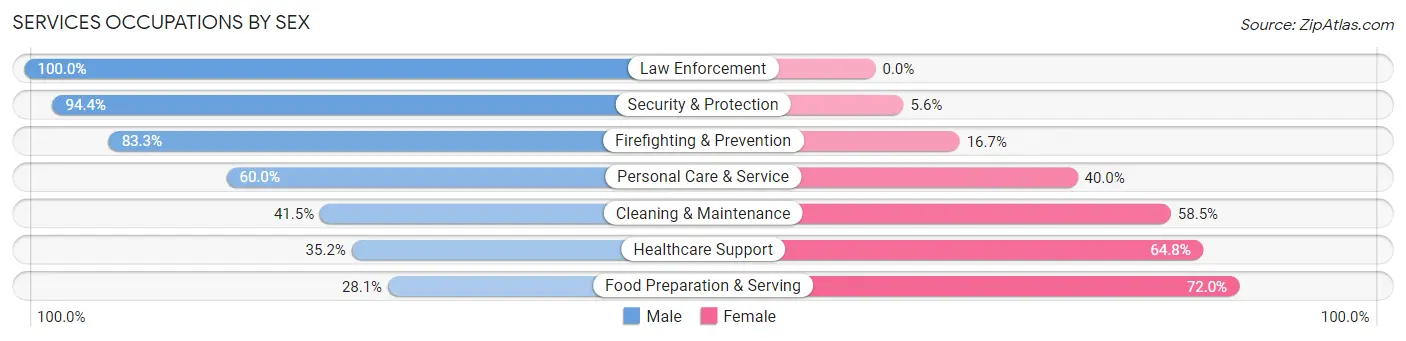 Services Occupations by Sex in Zip Code 59201