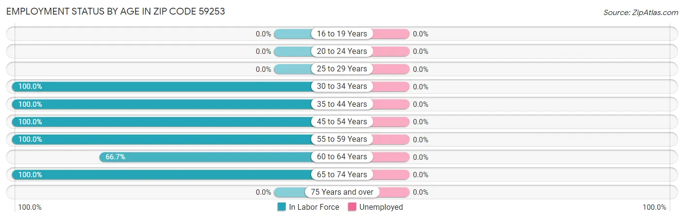 Employment Status by Age in Zip Code 59253