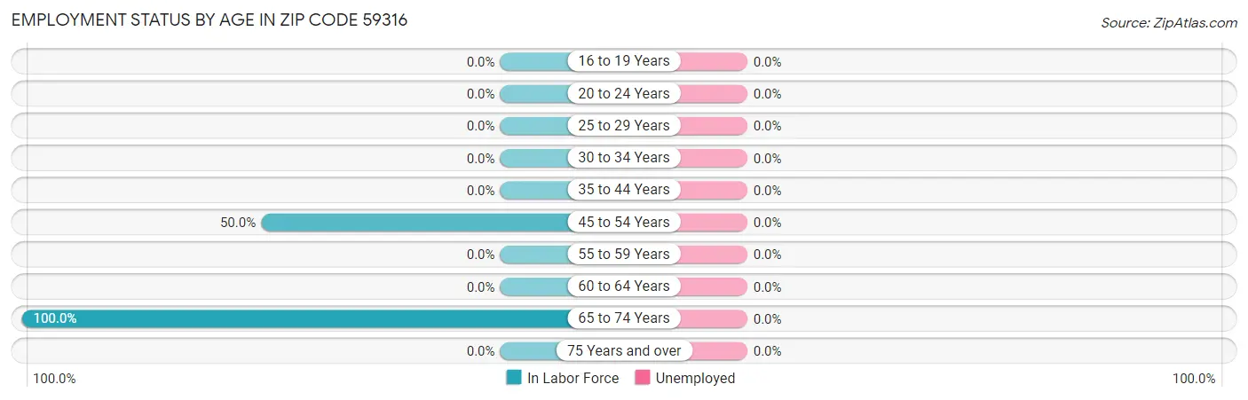Employment Status by Age in Zip Code 59316